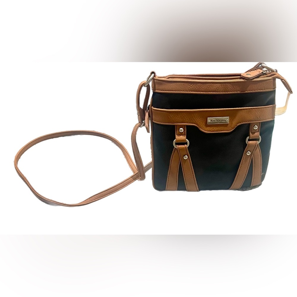 Kim Rogers Black and Tan Crossbody Bag with Adjustable Strap